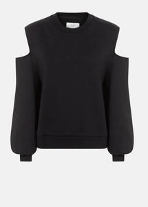 KARATE SWEATSHIRT WITH CUTOUT SHOULDERS | BLACK AME