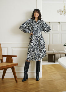 KAROXY SHIRT DRESS | WHITE BLACK LEOPARD