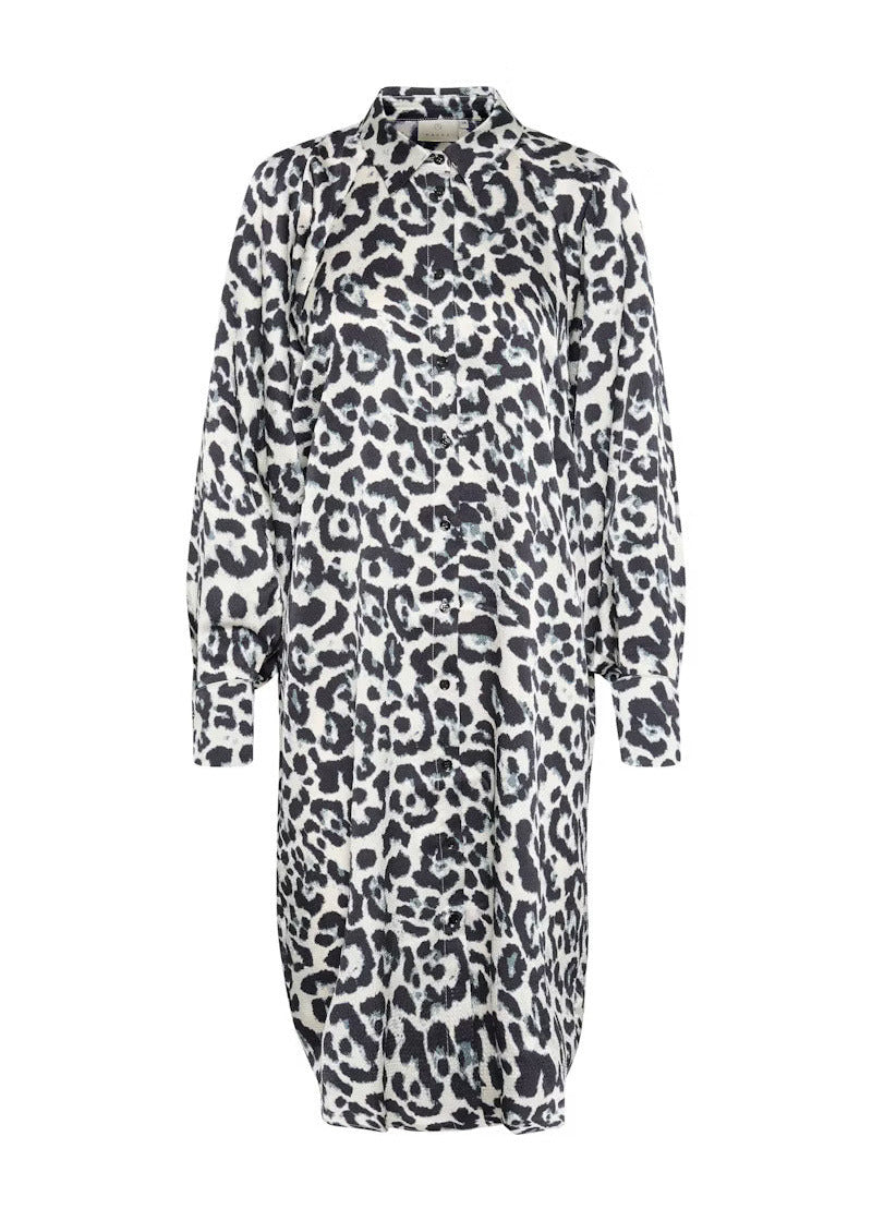 KAROXY SHIRT DRESS | WHITE BLACK LEOPARD