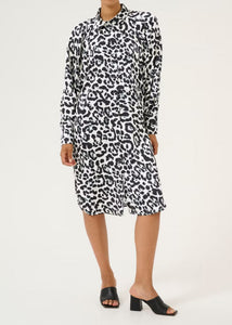 KAROXY SHIRT DRESS | WHITE BLACK LEOPARD