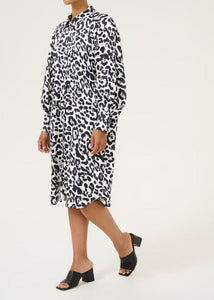 KAROXY SHIRT DRESS | WHITE BLACK LEOPARD