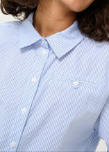 Load image into Gallery viewer, KASOFIE SHIRT | WHITE WITH BLUE STRIPES