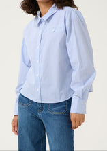 Load image into Gallery viewer, KASOFIE SHIRT | WHITE WITH BLUE STRIPES