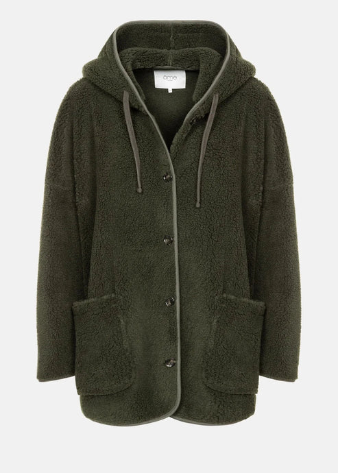 KENJI TEDDY OVERSIZED JACKET | DARK GREEN AME