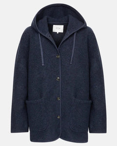 KENJI WOOL OVERSIZED JACKET W/ HOODIE | NAVY AME