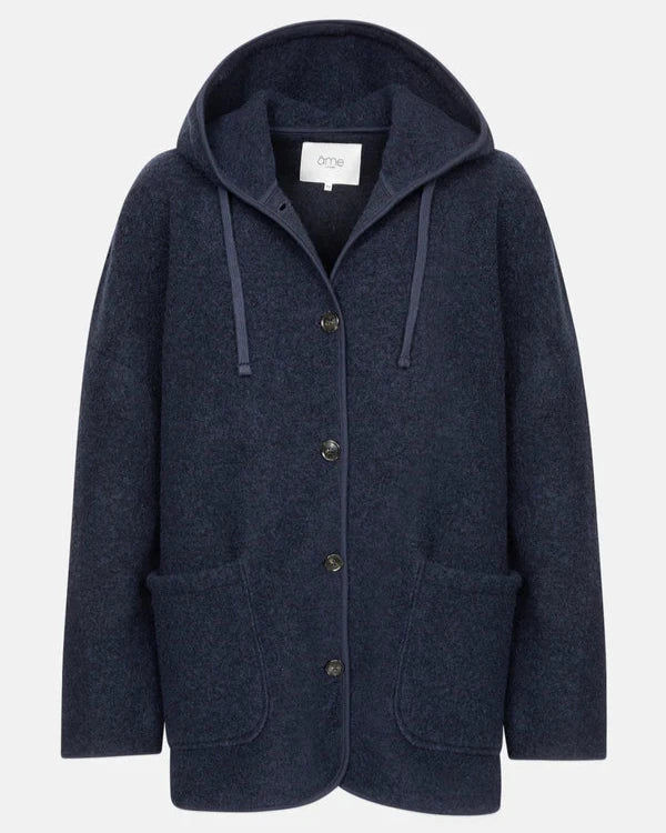 KENJI WOOL OVERSIZED JACKET W/ HOODIE | NAVY AME