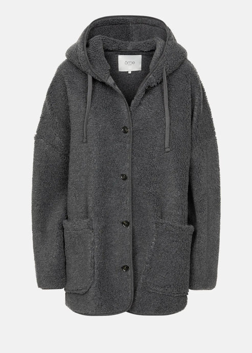 KENJI TEDDY OVERSIZED JACKET | DARK GREY AME