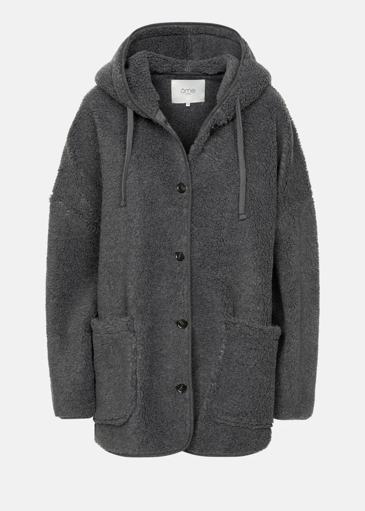 KENJI TEDDY OVERSIZED JACKET | DARK GREY AME