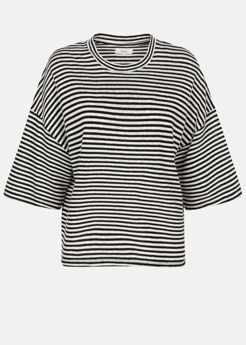 KLAXON T-SHIRT | WHITE NAVY STRIPED