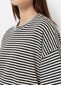 KLAXON T-SHIRT | WHITE NAVY STRIPED