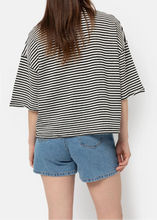 Load image into Gallery viewer, KLAXON T-SHIRT | WHITE NAVY STRIPED