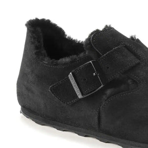 LONDON SHEARLING SUEDE | BLACK BIRKENSTOCK