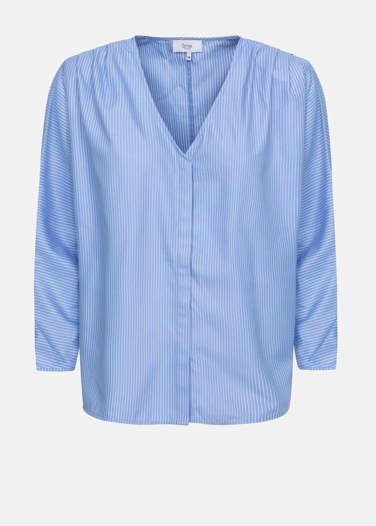 LOUANE SHIRT PADDED SHOULDER SHIRT | BLUE STRIPED AME