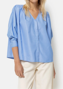 LOUANE SHIRT PADDED SHOULDER SHIRT | BLUE STRIPED AME