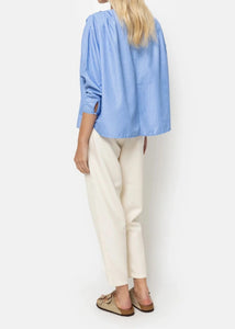 LOUANE SHIRT PADDED SHOULDER SHIRT | BLUE STRIPED AME