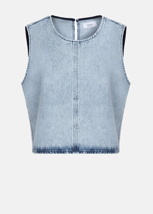 LUCY SLEEVELESS TOP | DENIM LIGHT BLUE