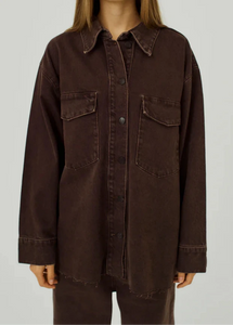 LARISSA CLEAN DENIM SHIRT | BROWN WASHED