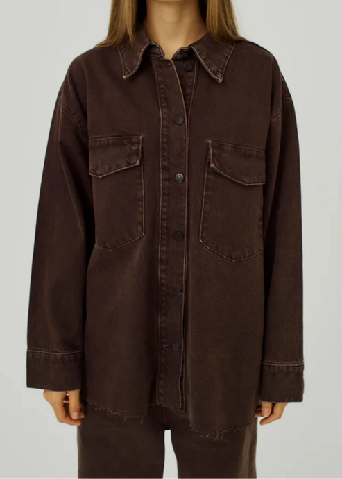 LARISSA CLEAN DENIM SHIRT | BROWN WASHED