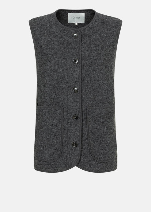 MADISON SLEEVELESS WOOL JACKET | DARK GREY AME