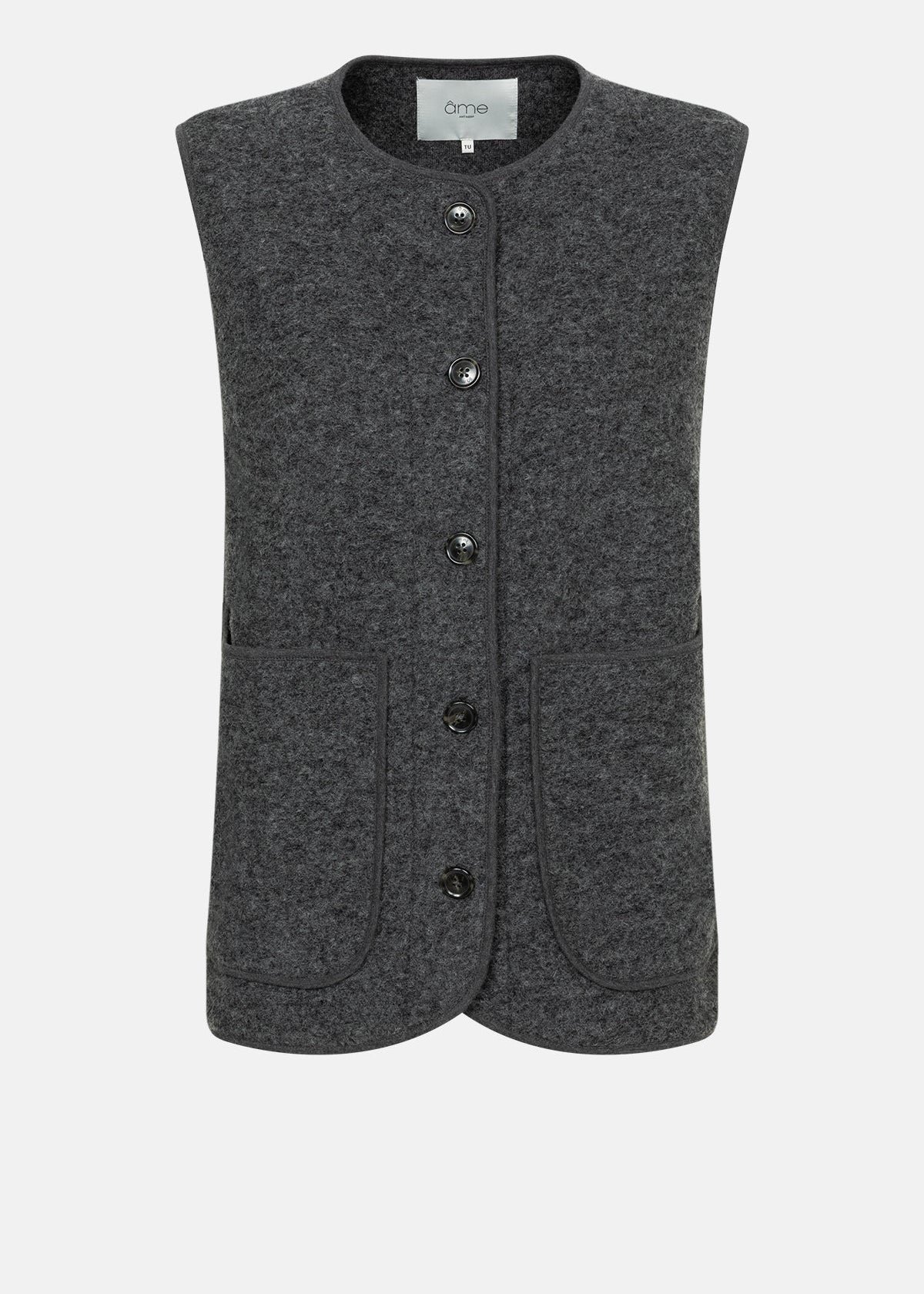 MADISON SLEEVELESS WOOL JACKET | DARK GREY AME