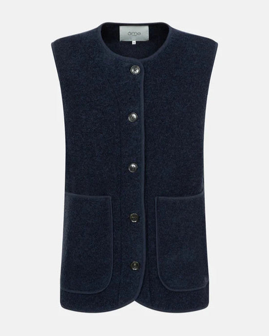 MADISON SLEEVELESS WOOL JACKET | NAVY AME