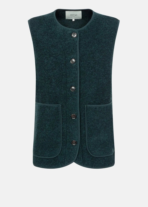 MADISON SLEEVELESS WOOL JACKET | DARK GREEN AME
