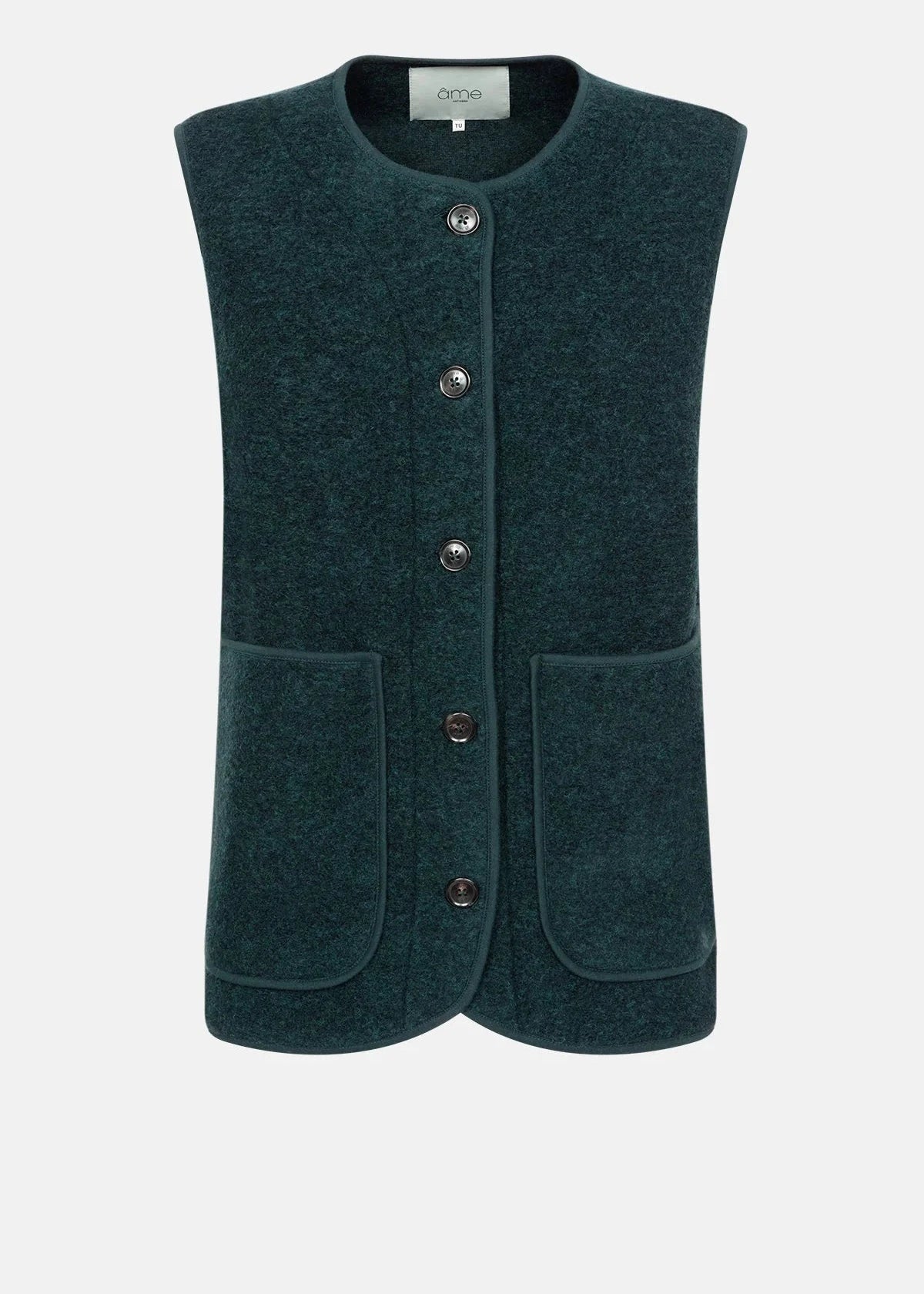MADISON SLEEVELESS WOOL JACKET | DARK GREEN AME