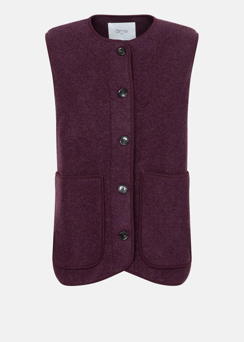 MADISON SLEEVELESS WOOL JACKET | PLUM AME