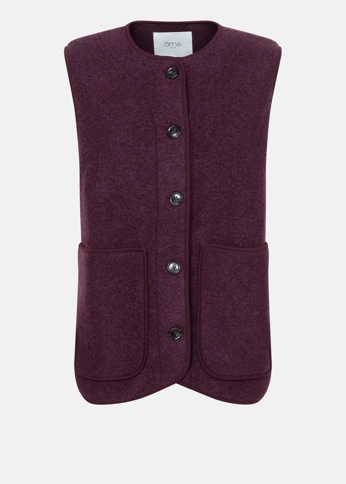 MADISON SLEEVELESS WOOL JACKET | PLUM AME