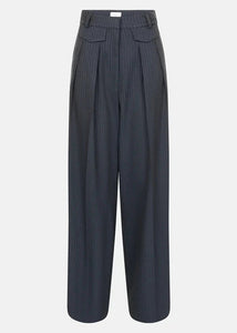 MICHEL PANTS W/ FRONT PLEATS | DARK GREY PINSTRIPED AME
