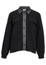 Charger l&#39;image dans la galerie, OBJAMINA KNIT RE L/S SHIRT | BLACK OBJECT