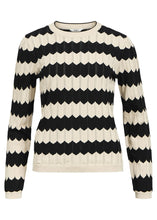 Load image into Gallery viewer, OBJEBBA KNIT PULLOVER | SANDSHELL STRIPES BLACK OBJECT