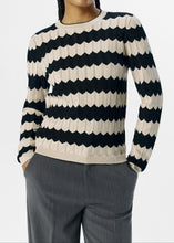 Load image into Gallery viewer, OBJEBBA KNIT PULLOVER | SANDSHELL STRIPES BLACK OBJECT