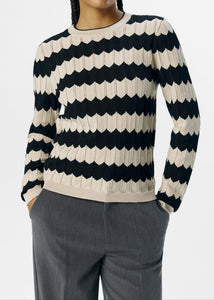 OBJEBBA KNIT PULLOVER | SANDSHELL STRIPES BLACK OBJECT