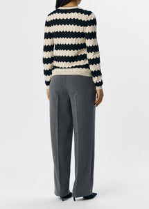 OBJEBBA KNIT PULLOVER | SANDSHELL STRIPES BLACK OBJECT