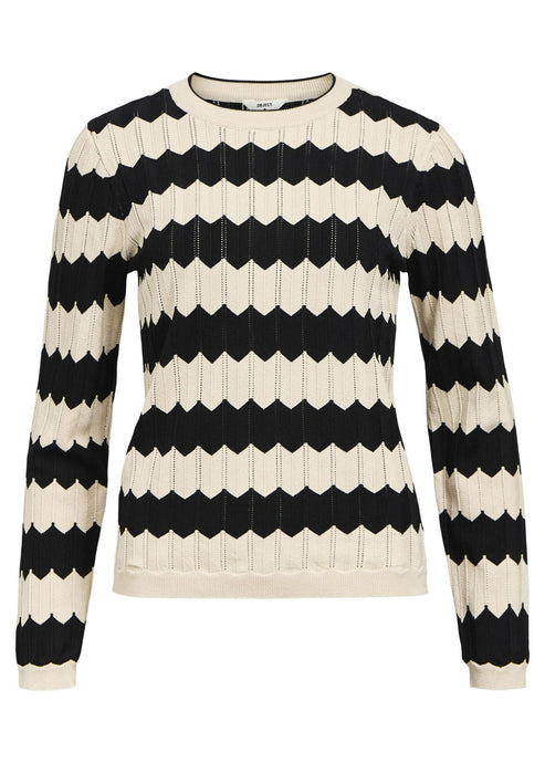 OBJEBBA KNIT PULLOVER | SANDSHELL STRIPES BLACK OBJECT