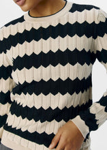 Load image into Gallery viewer, OBJEBBA KNIT PULLOVER | SANDSHELL STRIPES BLACK OBJECT