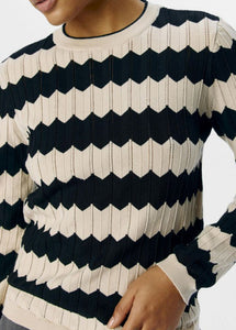 OBJEBBA KNIT PULLOVER | SANDSHELL STRIPES BLACK OBJECT