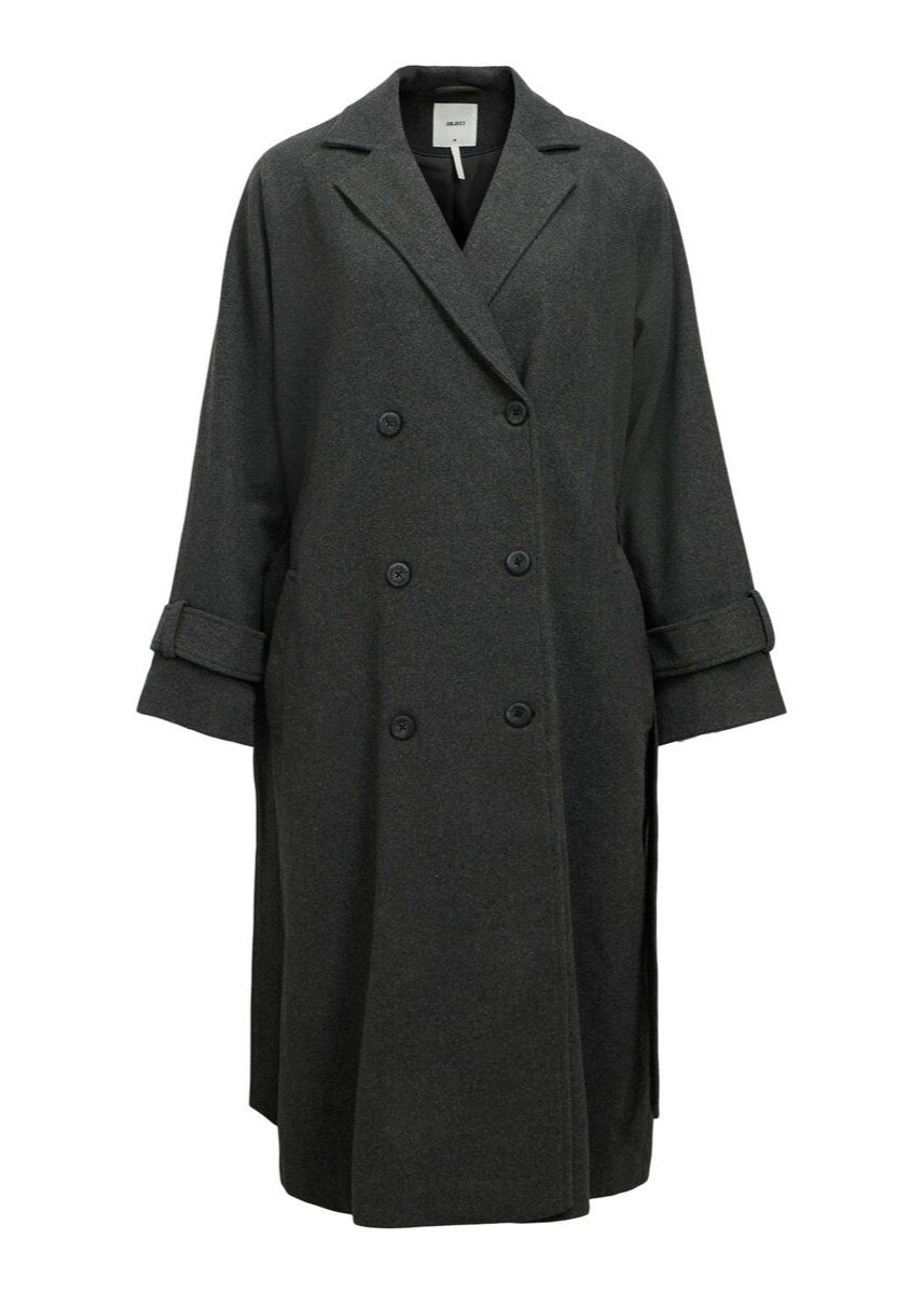 OBJKEILY L/S COAT NOOS | DARK GREY MELANGE OBJECT