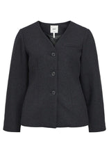 Charger l&#39;image dans la galerie, OBJMEGHAN BARREL SLEEVE BLAZER | DARK GREY MELANGE OBJECT