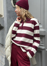 Charger l&#39;image dans la galerie, OBJMILLIE L/S POLO | CABERNET/WHITE OBJECT