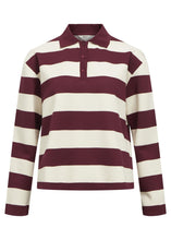 Charger l&#39;image dans la galerie, OBJMILLIE L/S POLO | CABERNET/WHITE OBJECT