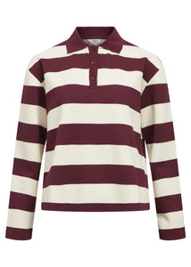 OBJMILLIE L/S POLO | CABERNET/WHITE OBJECT