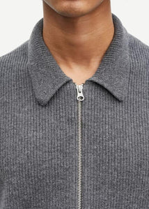 SAISAKS ZIP CARDIGAN | CHARCOAL SAMSOE SAMSOE