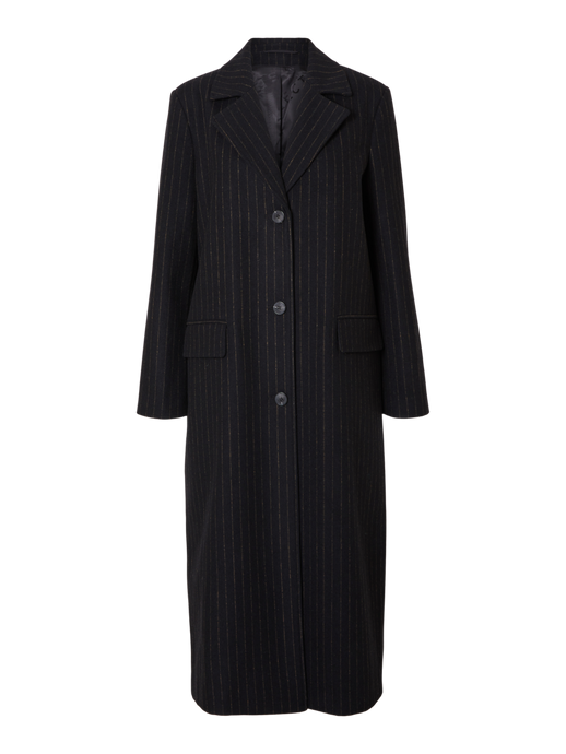 SLFALMA LONG WOOL COAT | PINSTRIPE SELECTED