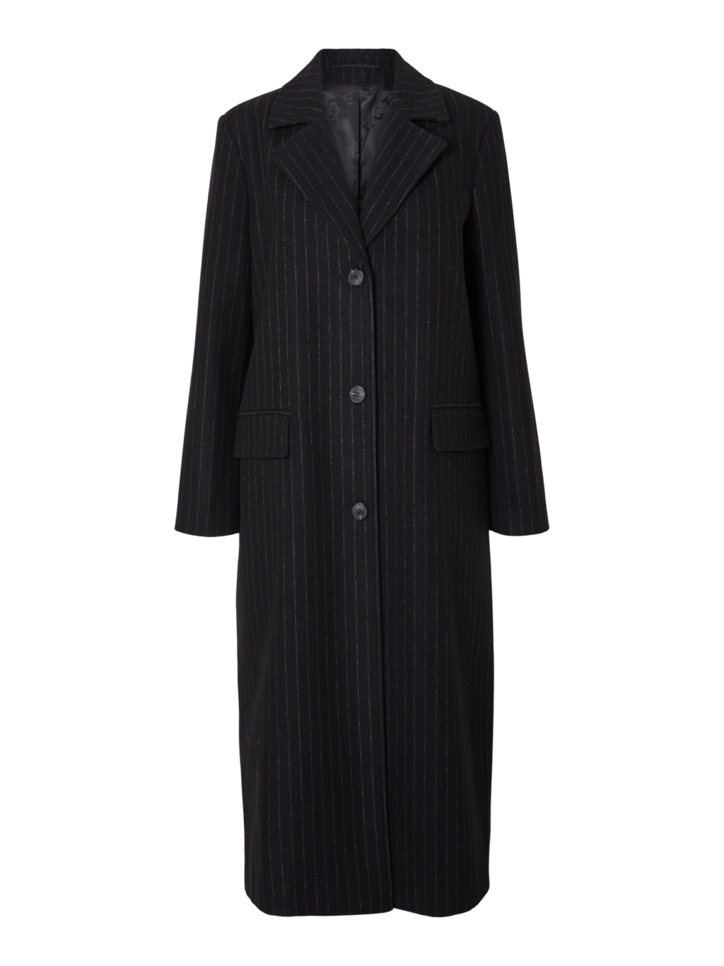 SLFALMA LONG WOOL COAT | PINSTRIPE SELECTED