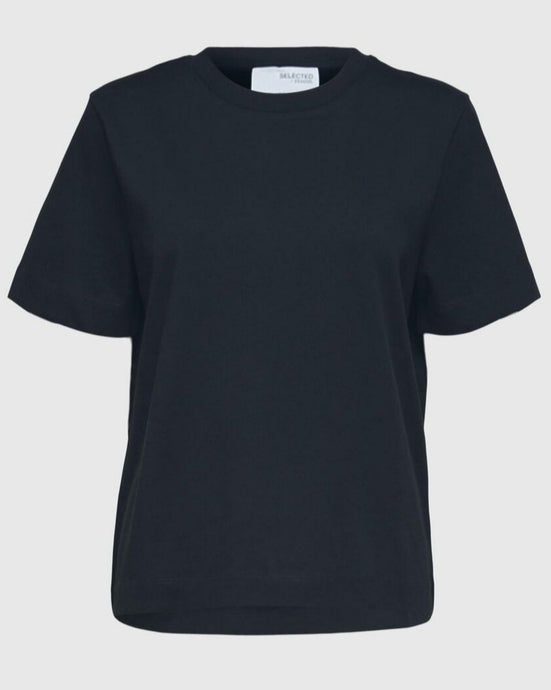 SLFESSENTIAL SS BOXY TEE | DARK SAPPHIRE SELECTED