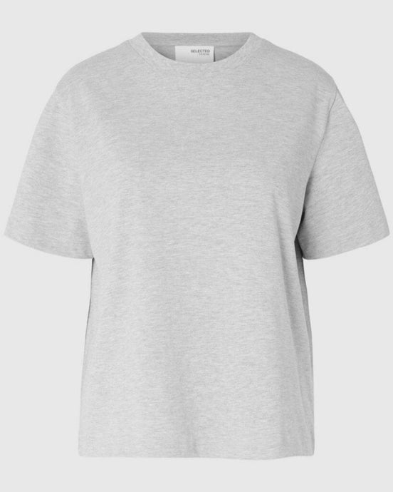 SLFESSENTIAL SS BOXY TEE | LIGHT GREY MELANGE SELECTED