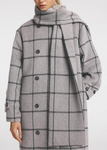 SLFHELLE LONG WOOL SCARF COAT | KEY STEEL GRAY SELECTED