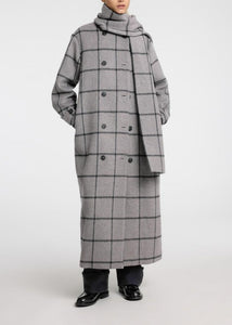 SLFHELLE LONG WOOL SCARF COAT | KEY STEEL GRAY SELECTED